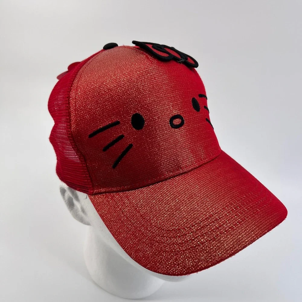 Hello Kitty Sanrio Kids Red Glitter Trucker Baseball Cap Hat‎ New with Tags